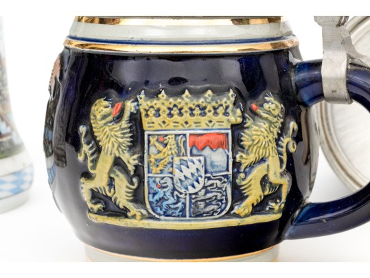 Group Of Five Vintage German Steins