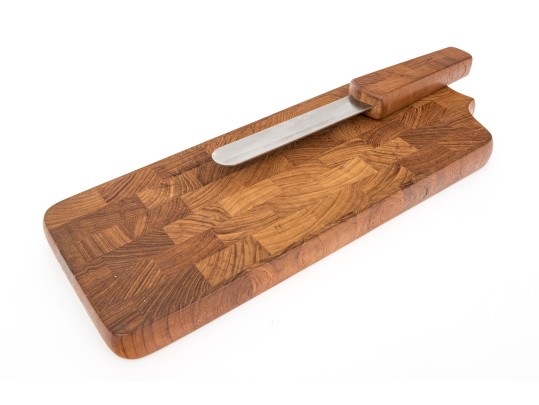 Two Dansk Wooden Cheese Boards With Knives