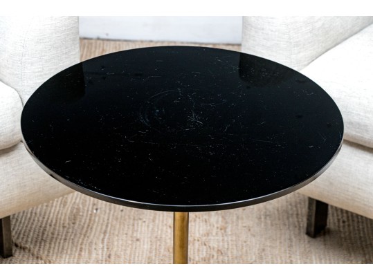 Brass And Black Glass Accent Table