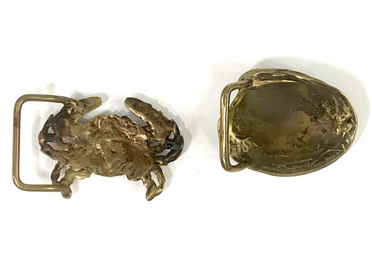 Two Artisan Nantucket Nautical Brass Belt Buckles
