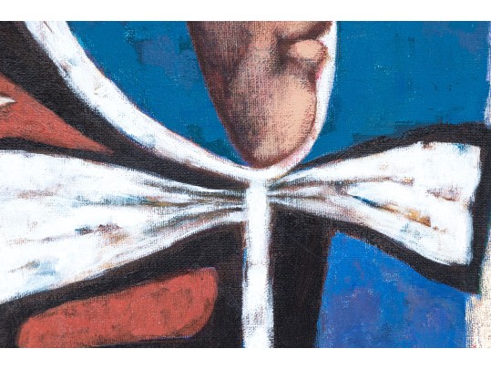 Ludwig Signed, Oil On On Canvas, Portrait Bust Of A Robed Man In Profile, 1969
