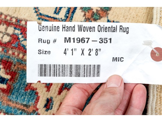 Hand Knotted Wool KAZAK Carpet -  4'-1