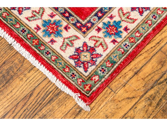 Hand Knotted Wool Kazak Carpet - 3' 3