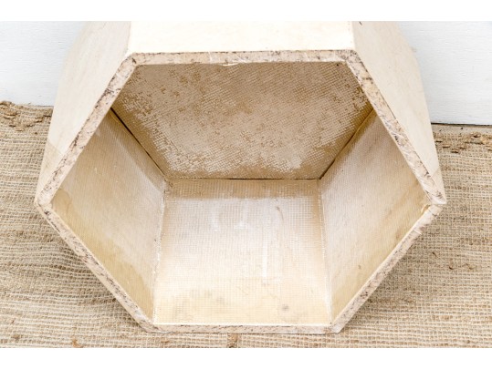 Faux Travertine Ceramic Hexagonal Accent Table