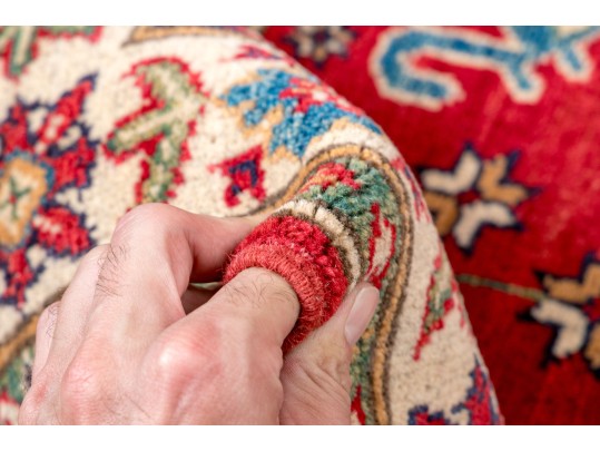 Hand Knotted Wool Kazak Carpet - 3' 3