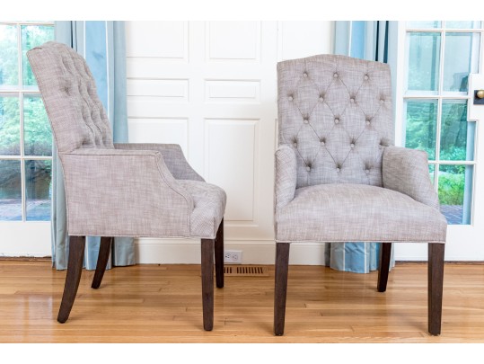 Pair Of Restoration Hardware Button Tufted Armchairs