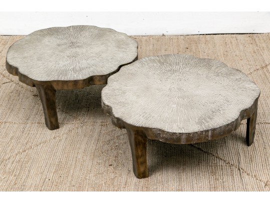 Chic Pair Of Serena And Lilly Cast Aluminum Tables