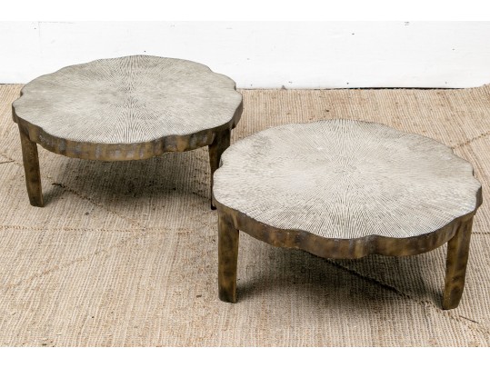 Chic Pair Of Serena And Lilly Cast Aluminum Tables
