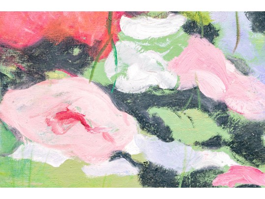 Oil On Board, Pink Waterlilies