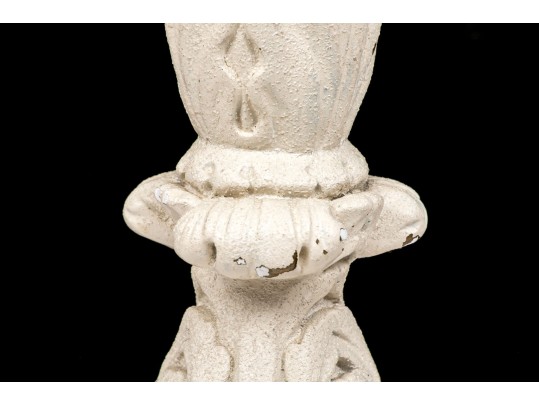 Pair Of Tall White Painted Iron Column Form Table Lamps