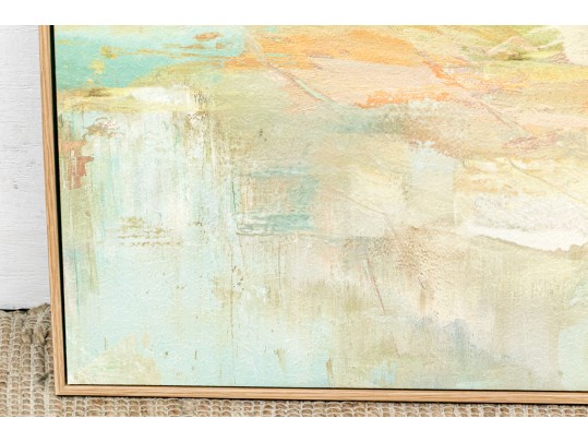Fabulous Giclee On Textured Parchment Canvas, Landscape With Cottage