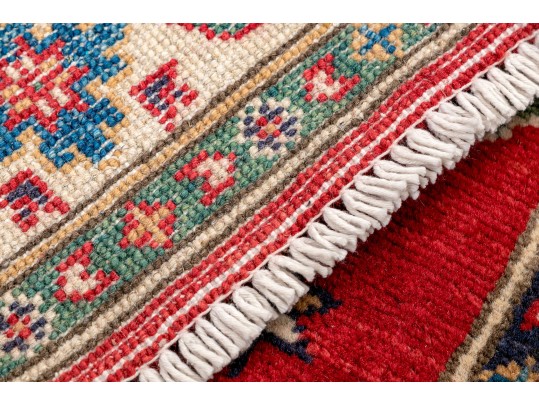 Hand Knotted Wool Kazak Carpet - 3' 3
