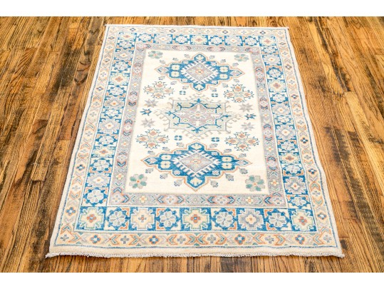 Hand Knotted Wool Kazak Carpet - 3' 3