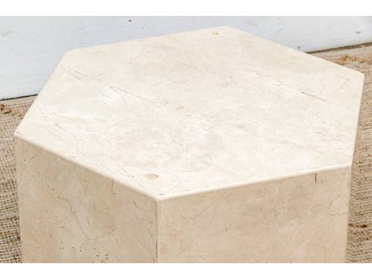 Faux Travertine Ceramic Hexagonal Accent Table