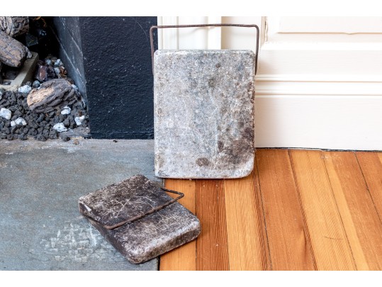 Duo Of Antique Soapstone Foot Warmers
