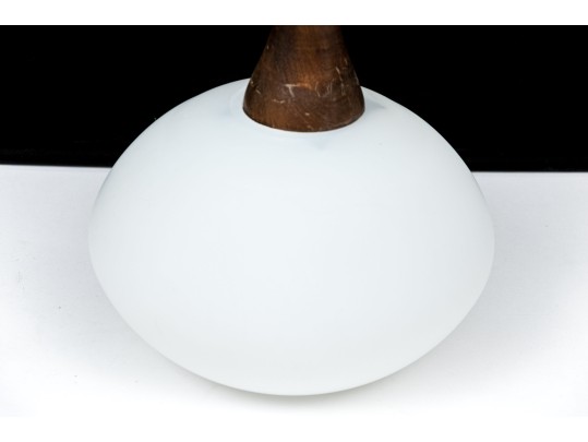 Trio Of MCM Glass Shaded Hanging Pendant Lights