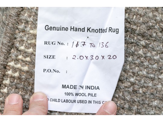 3’ X 2’ 1” Hand Knotted India Wool Carpet - NEW