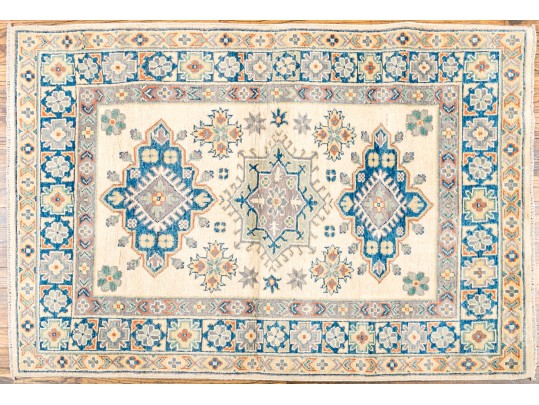Hand Knotted Wool Kazak Carpet - 3' 3
