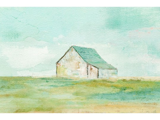 Fabulous Giclee On Textured Parchment Canvas, Landscape With Cottage
