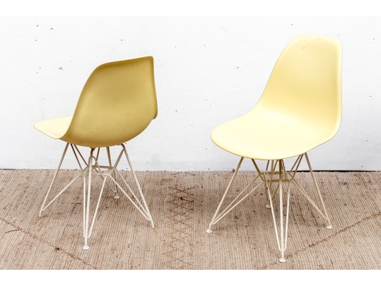 Pair Of Vintage Eames Eiffel Chairs In Yellow