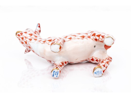 Herend Hand Painted Rust Fishnet Baby Calf Figure 