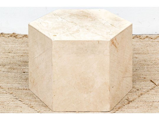 Faux Travertine Ceramic Hexagonal Accent Table