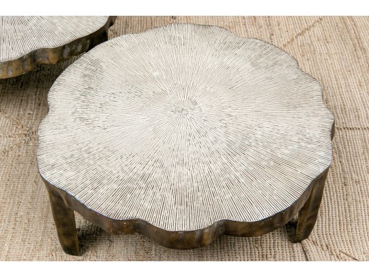 Chic Pair Of Serena And Lilly Cast Aluminum Tables