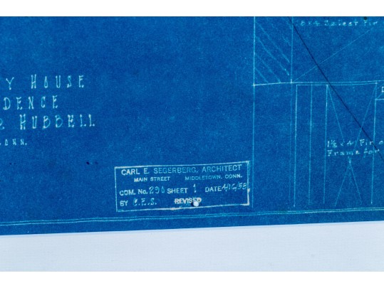 Carl E. Segerberg (American [CT], 1897-1975) Architectural Blueprint, 1953
