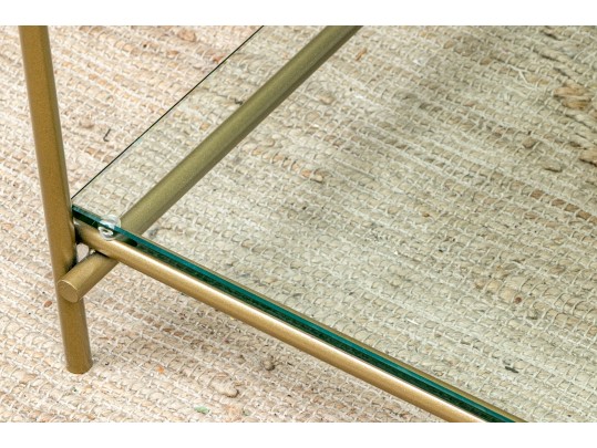 Chic Gilt Metal And Smoky Glass Top Cocktail Table