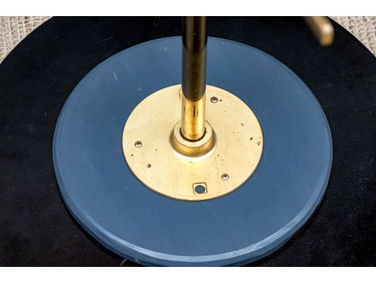Brass And Black Glass Accent Table