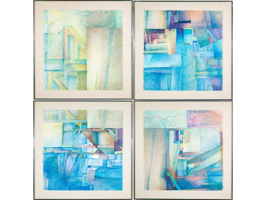 Georges Point (France, 1935-2020) Group Of Four Color Lithographs, Abstract Compositions