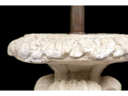 Pair Of Tall White Painted Iron Column Form Table Lamps