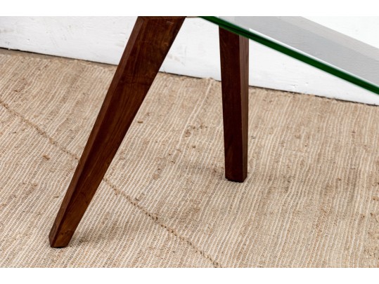 Contemporary Wood And Glass Dining Table 