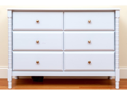 Gray Finished Spindle Six Drawer Dresser
