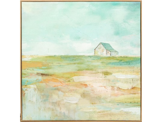 Fabulous Giclee On Textured Parchment Canvas, Landscape With Cottage