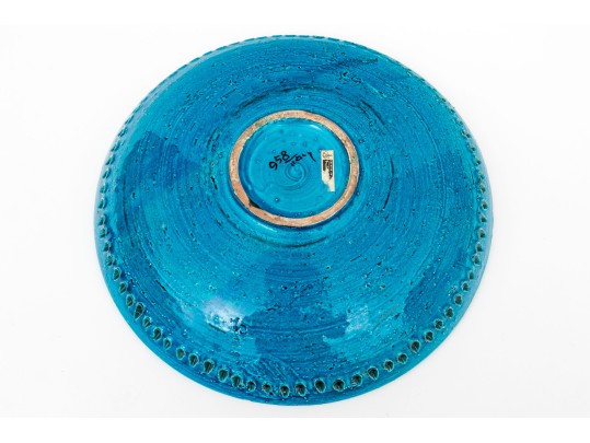 Italian Mid Century Textured Glazed Terracotta Bowl 