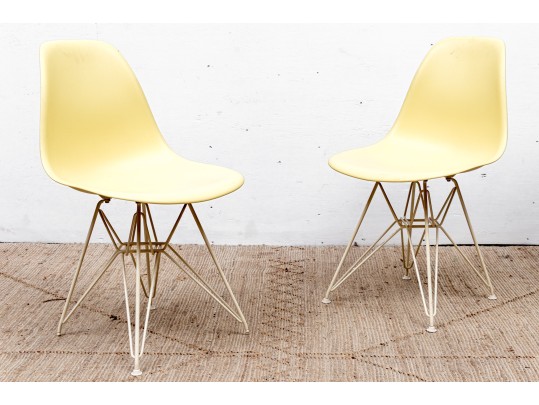 Pair Of Vintage Eames Eiffel Chairs In Yellow