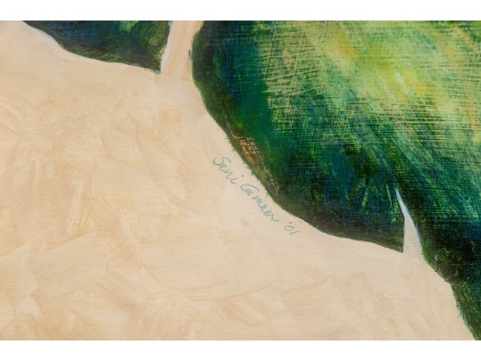Signed Painting On Paper, Hummingbird On Flowering Branch, 2001