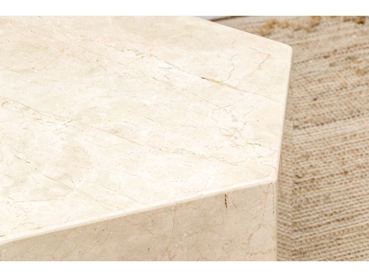 Faux Travertine Ceramic Hexagonal Accent Table