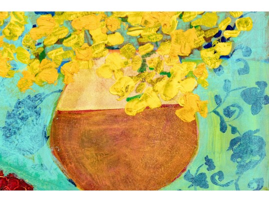 Signed Oil On Board, Modernist Still Life With Wine Glasses