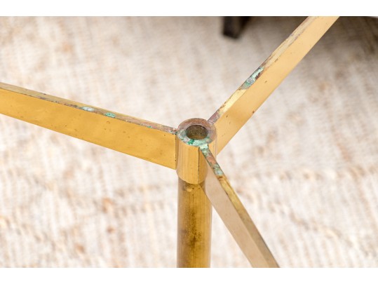 Brass And Black Glass Accent Table