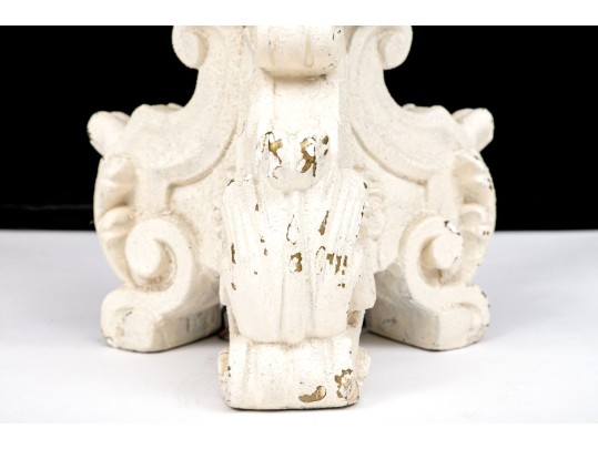 Pair Of Tall White Painted Iron Column Form Table Lamps