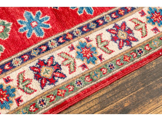 Hand Knotted Wool Kazak Carpet - 3' 3