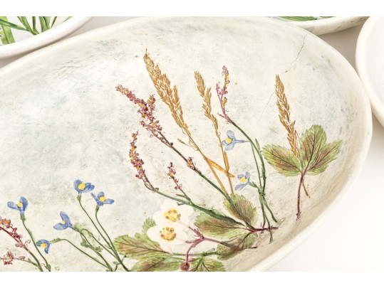 Group Of 8 Color Floral Glazed Pottery Bowls By Salt Marsh Pottery Dartmouth Mass. 