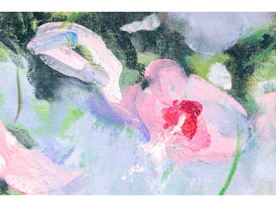 Oil On Board, Pink Waterlilies