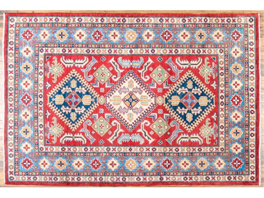 Hand Knotted Wool Pakistan Kazak Carpet, 5'-10