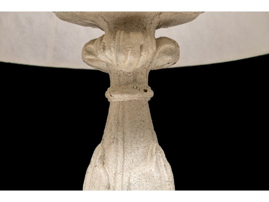 Pair Of Tall White Painted Iron Column Form Table Lamps