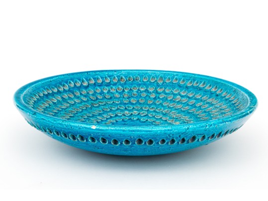 Italian Mid Century Textured Glazed Terracotta Bowl 