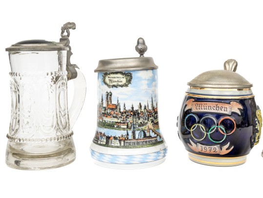 Group Of Five Vintage German Steins