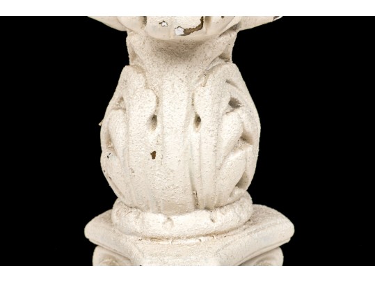 Pair Of Tall White Painted Iron Column Form Table Lamps